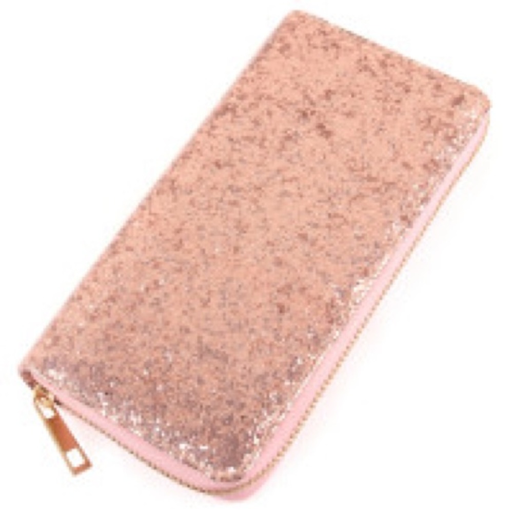 Pink Glitter Single Zipper Wallet